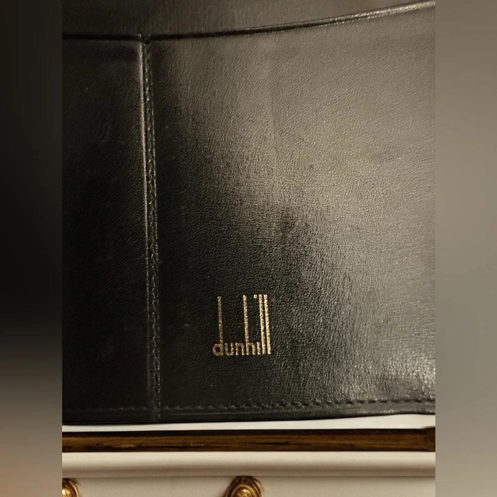 Dunhill unisex long slim black leather wallet